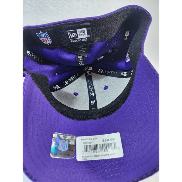 New Era Minnesota Vikings 39THIRTY Flex Fit Hat Large XL Purple NFL - Picture 5 of 8